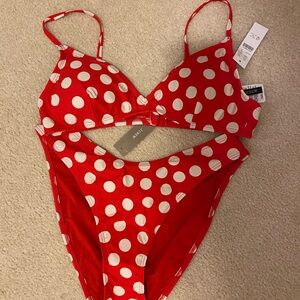 J. Crew Red and White Polka Dot Bikini